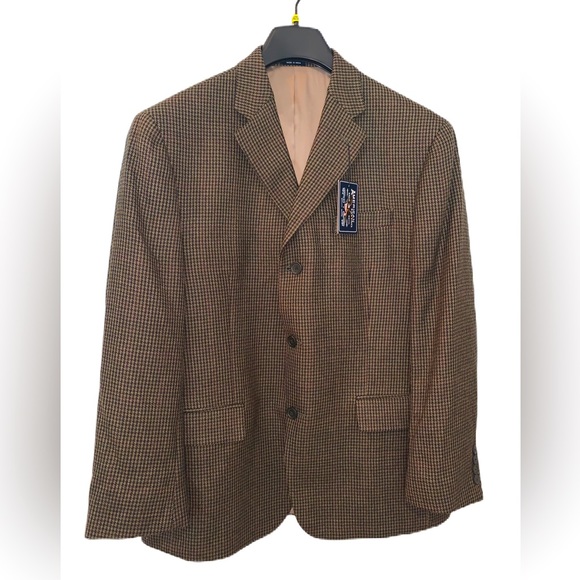 American Living Other - American Living Men’s 100% Wool Brown Houndstooth Jacket Size 42S